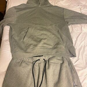 JORDAN JUMPMAN FLEECE SWEATSUIT HOODIE + PANTS SUIT SET GREY RARE (SIZE XL)
